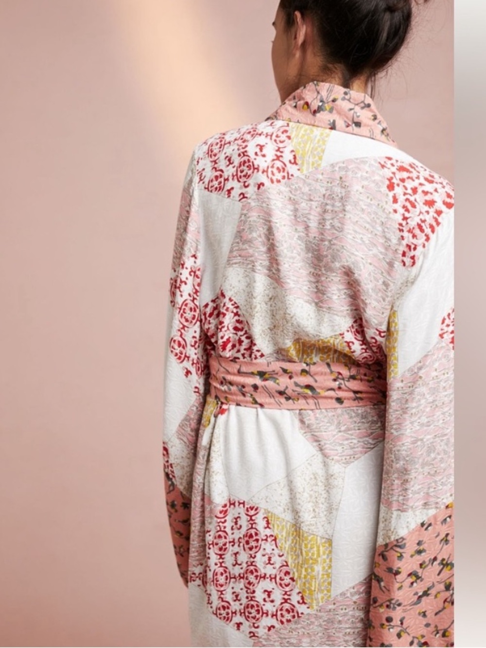 ANTHROPOLOGIE FLOREAT Pink Floral Patchwork Kimono Robe - Picture 11 of 11